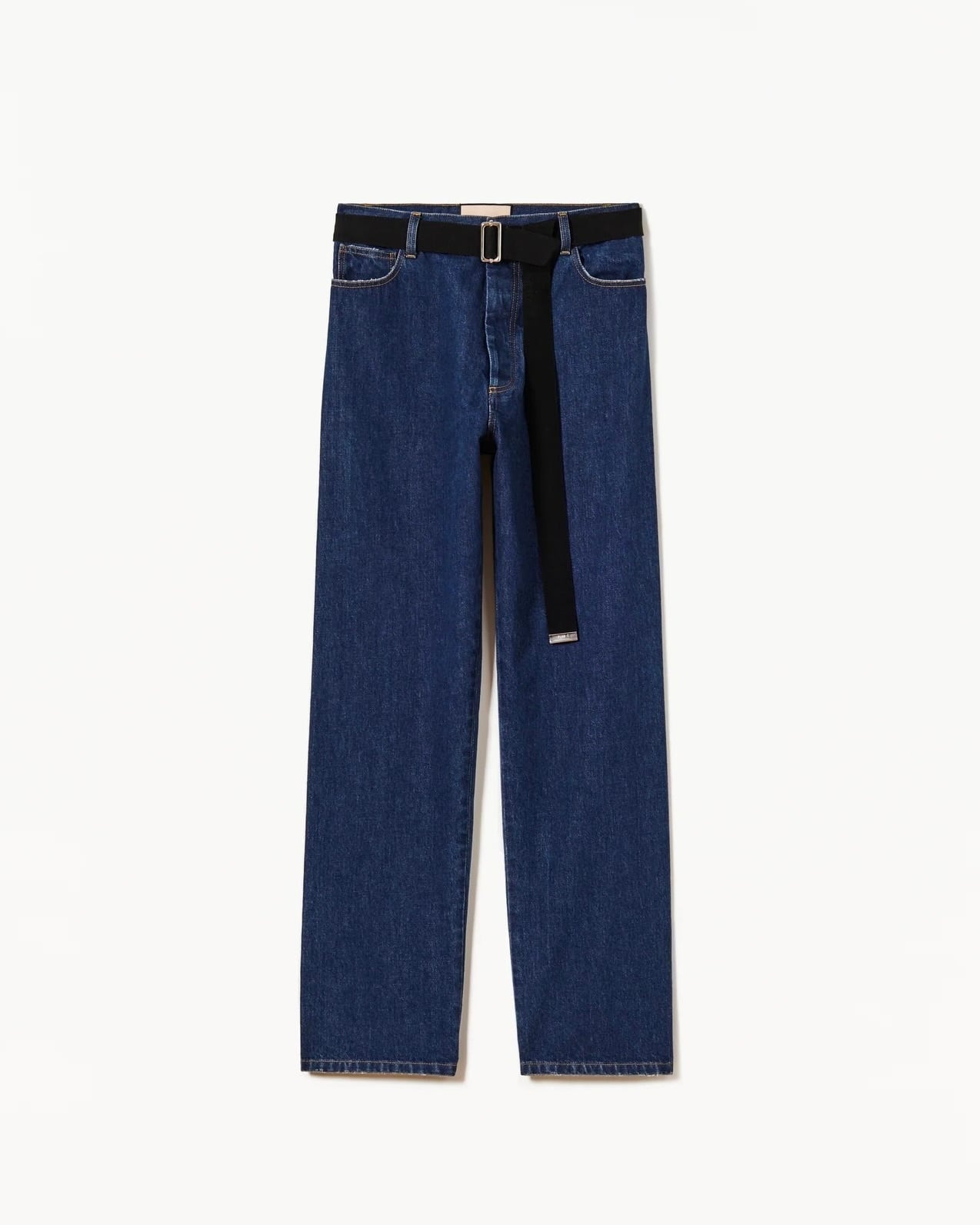 PLANC】ワイドレッグブラックベルティッドジーンズ | idealclasse