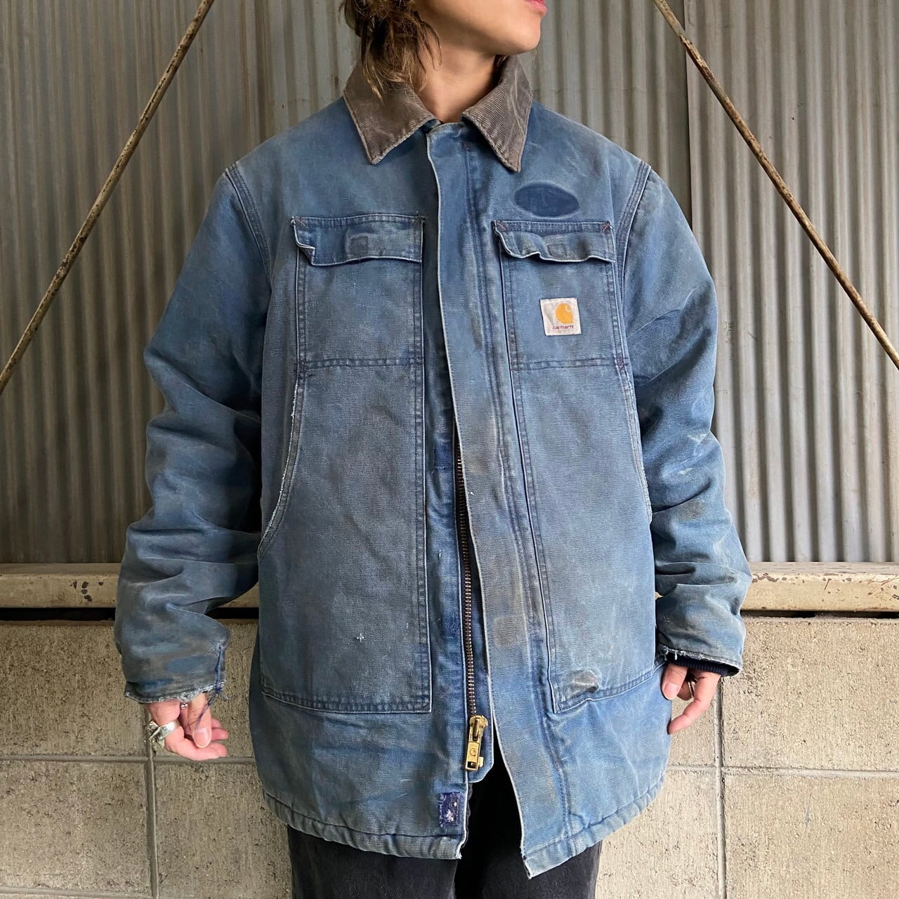 雰囲気系 90年代 USA製 Carhartt カーハート トラディショナルコート メンズXL相当 古着 90S ビンテージ ヴィンテージ ダック地  ワークジャケット カバーオール キルティングライナー フェードブルー 青色【ワークジャケット】【2203AL15】 | cave ...