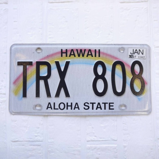 ★ハワイ直輸入★超希少！！レア／エリアコード／電話番号／本物 ハワイ ナンバープレート／レインボー ライセンスプレート★TRX 808