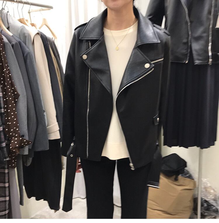 韓国ファッション 春 秋 新品 クール 気質 ジッパー 短いスタイル PUレザー コート BF風 ゆったりする