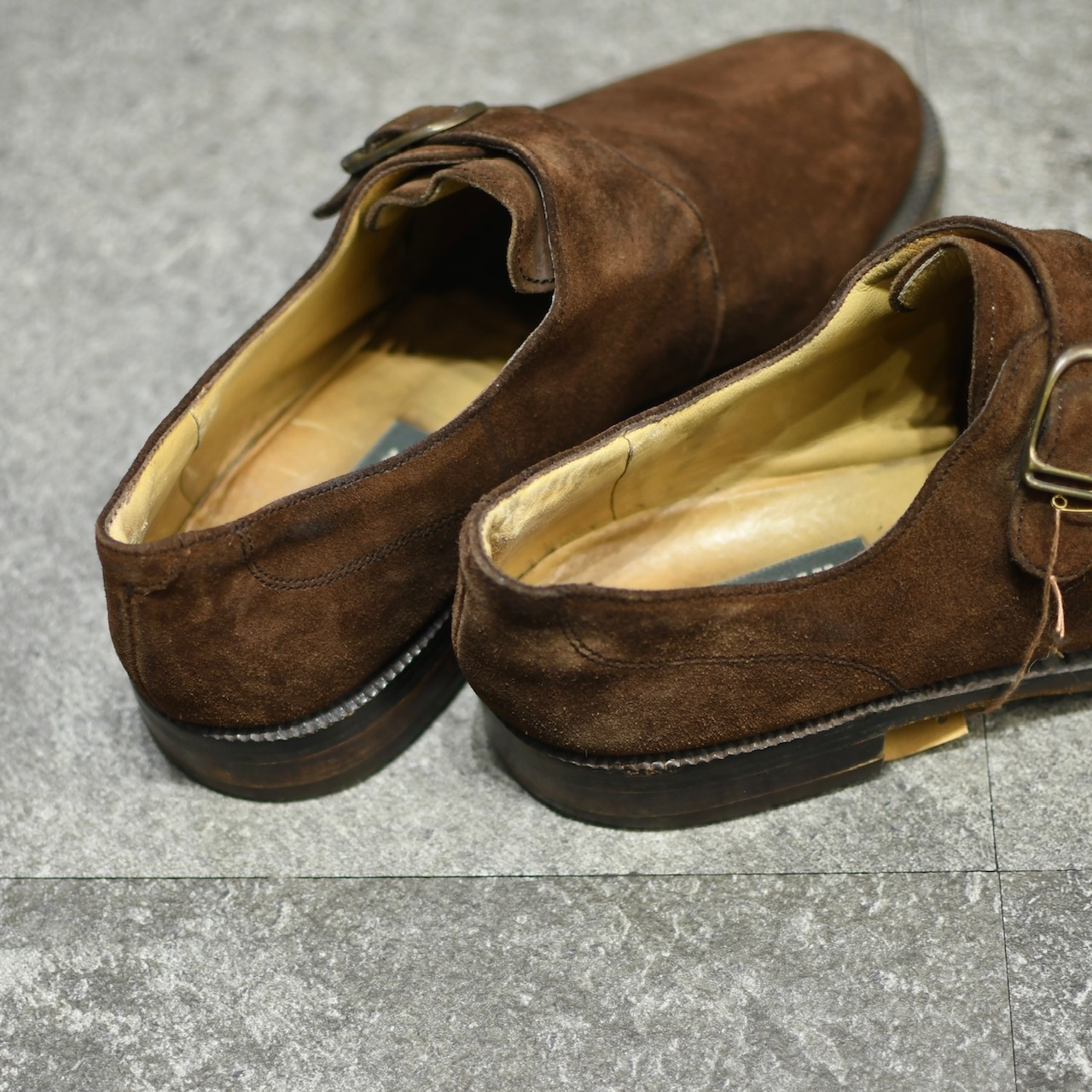 BALLY single monk strap brown suede shoes