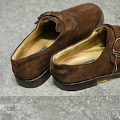 BALLY single monk strap brown suede shoes