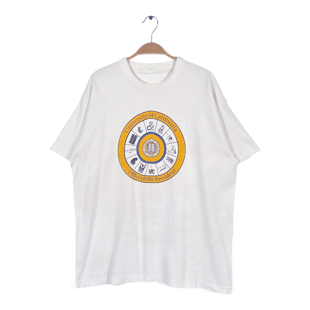 80s カリフォルニア大学 ヴィンテージ Tシャツ カレッジ UNIVERSITY OF CALIFORNIA ホワイト シングルステッチ サイズXL相当 古着 BZ0540