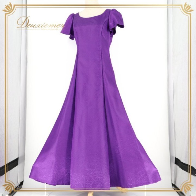 フラダンス 衣装 ワンピース ドレス パープル系 HulaKu 日本製 シンプル 紫 光沢 半袖 フレアスカート ハワイアンダンス レディース 華やか 鮮やか おしゃれ 上品 大人っぽい ハワイアン アロハ フラ ダンス レッスン 練習 フレア