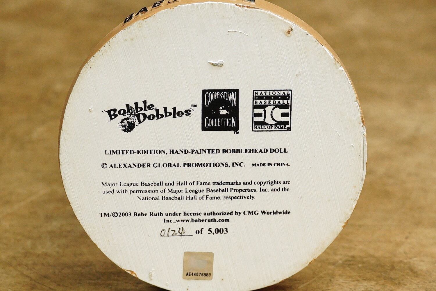 3465J ベーブ・ルース BABE RUTH ニューヨーク・ヤンキース シリアル