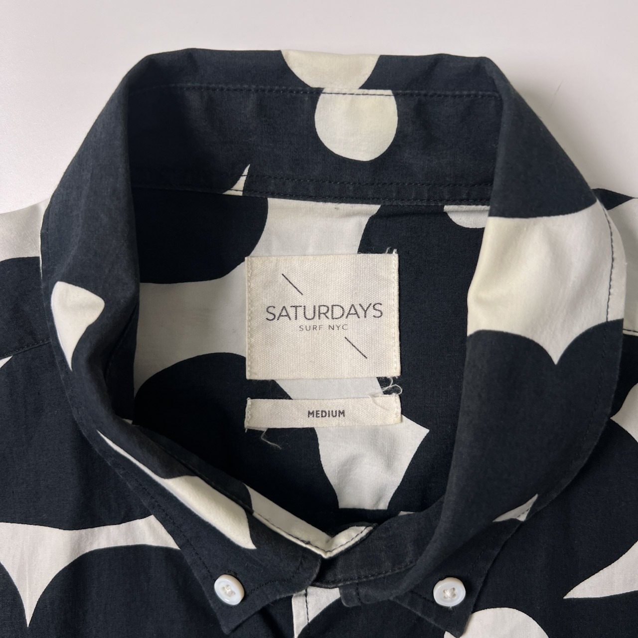 Saturdays NYC  サタデーズニューヨーク 花柄 BD 半袖シャツ M/ブラック ホワイト