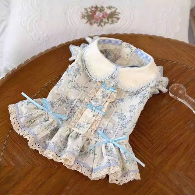 花柄ブラウスのワンピース　犬服　01075