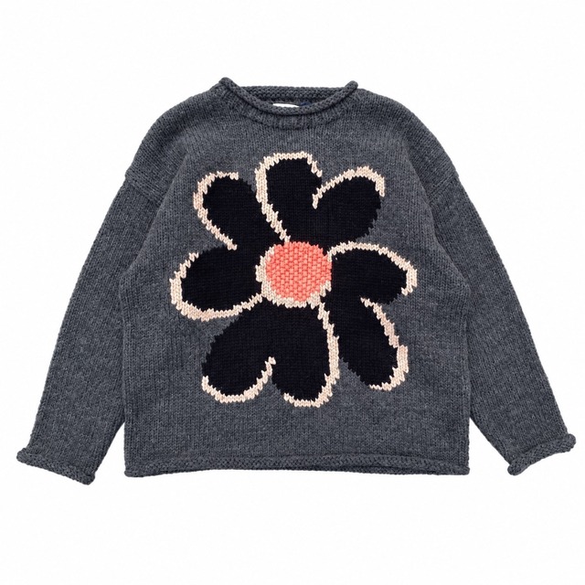Chah Chah CC "FLOWER with LOVE" HAND KNIT -DARK GRAY-