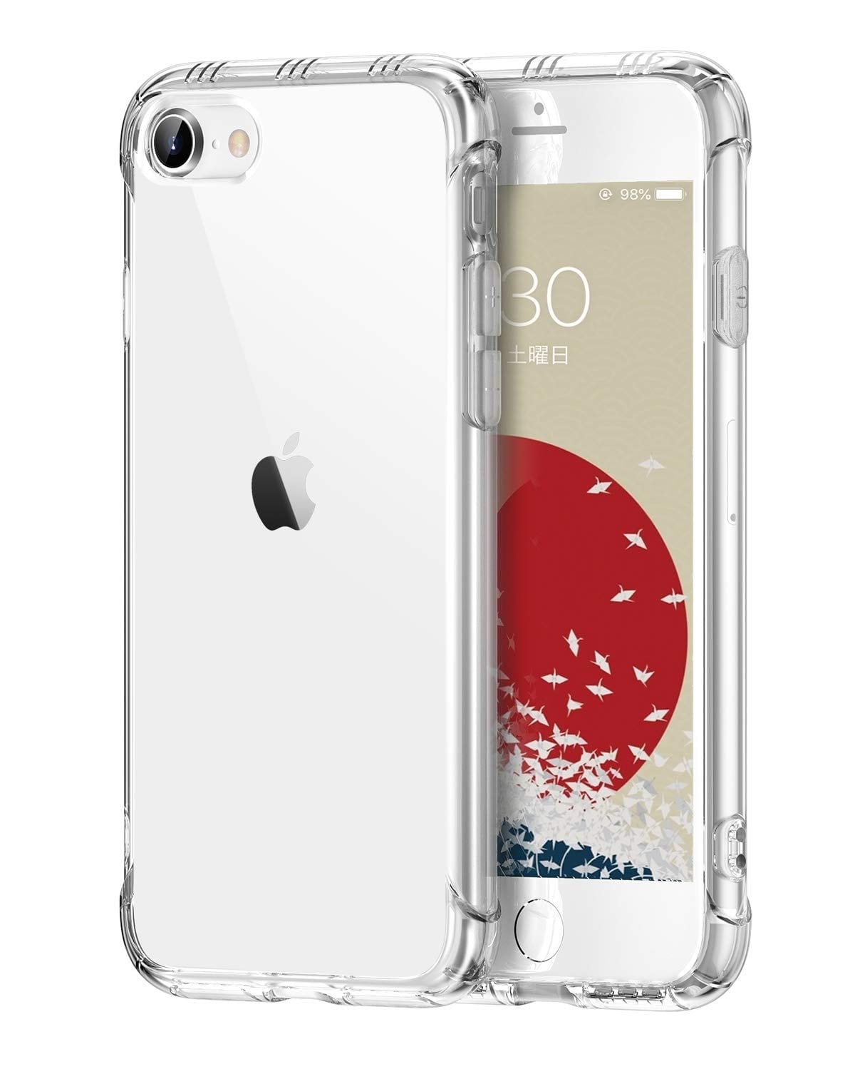 「 360°エアバッグ ● 音響強化 」 ONES iPhone Se3 Se2 Se 8 7 音楽 ケース HD全透明 ● 米軍MIL規格 超耐衝撃 『 画面保護 · レンズ保護 』〔 Qi充電 · 薄型 超軽量 〕 ストラップホール 滑り止め 衝撃吸収 高弾性 シリコン クリア カバー