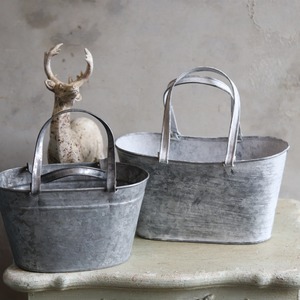 ブリキ植木鉢 　ブリキバッグM　シャビーシック　オシャレ　4062