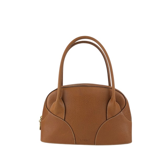 LOEWE ロエベ ハンドバッグ ブラウン 型押しロゴ レザー ボストンバッグ vintage ヴィンテージ オールド u2gt6p