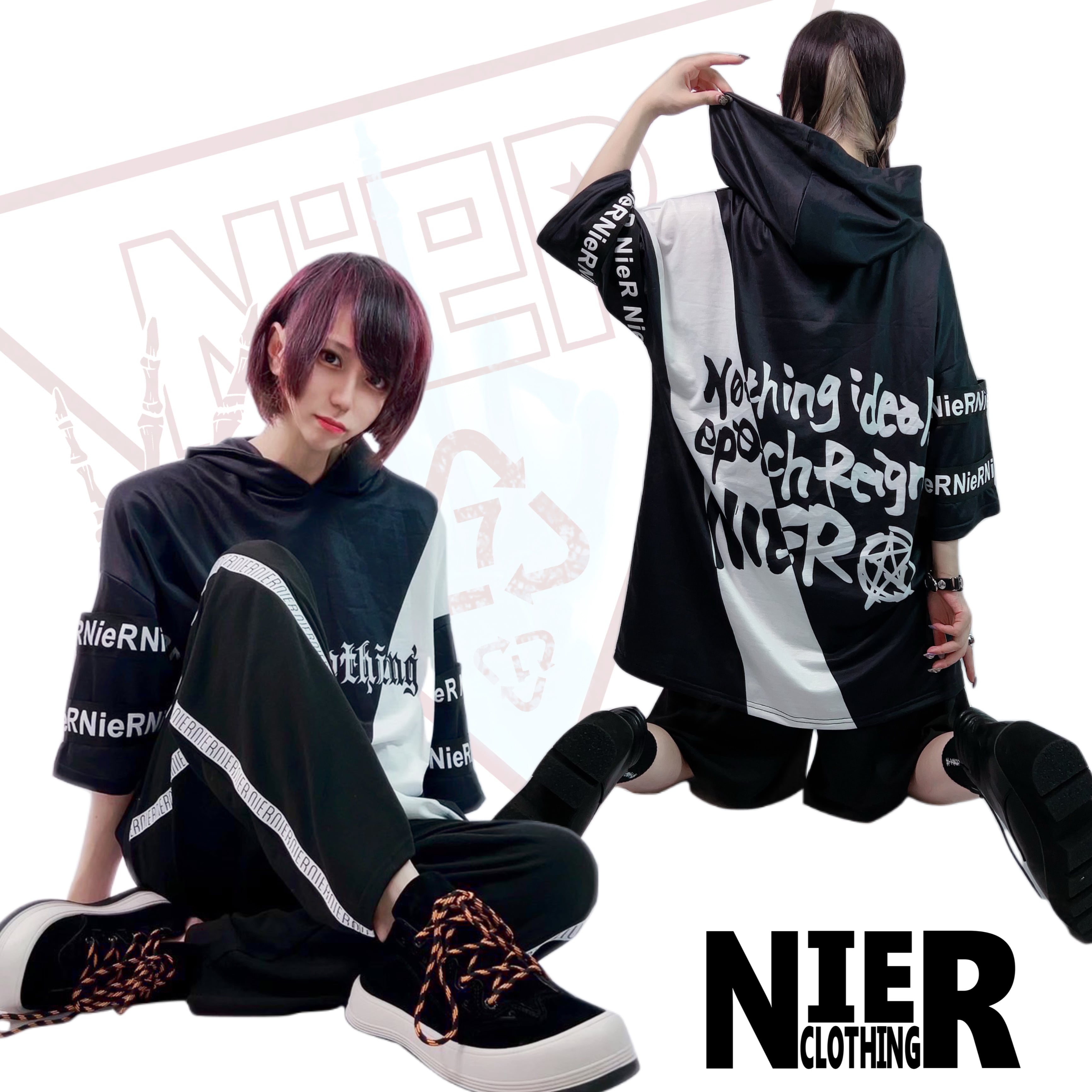 NieR 袖ロゴ ロングパーカー