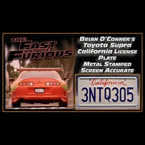 (3NTQ305)ブライアン・オコナー 80スープラ ナンバープレート カリフォルニア州