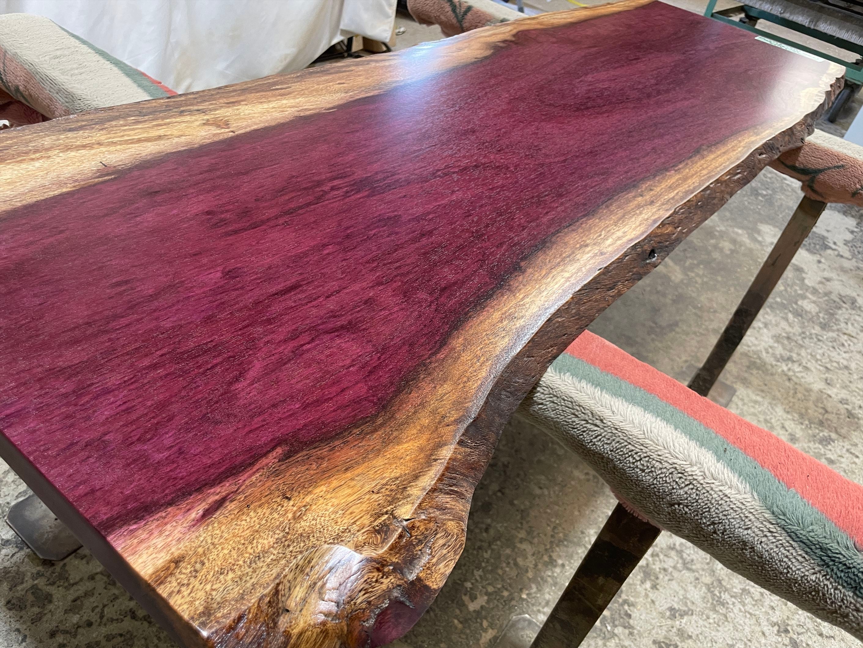 パープルハート9156 一枚板無垢 乾燥材 1770x520‐460-490x30mm