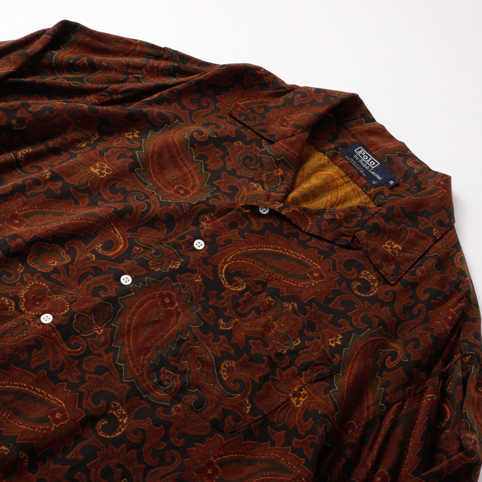 極美品】80s Ralph Lauren special rayon shirt big size L/S Paisley