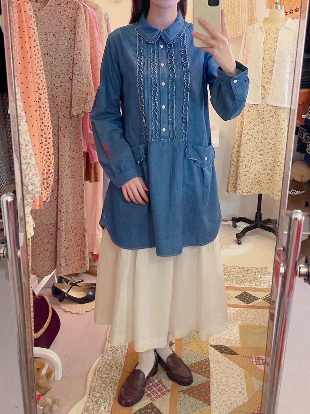 PINKHOUSE / frill pocket denim blouse