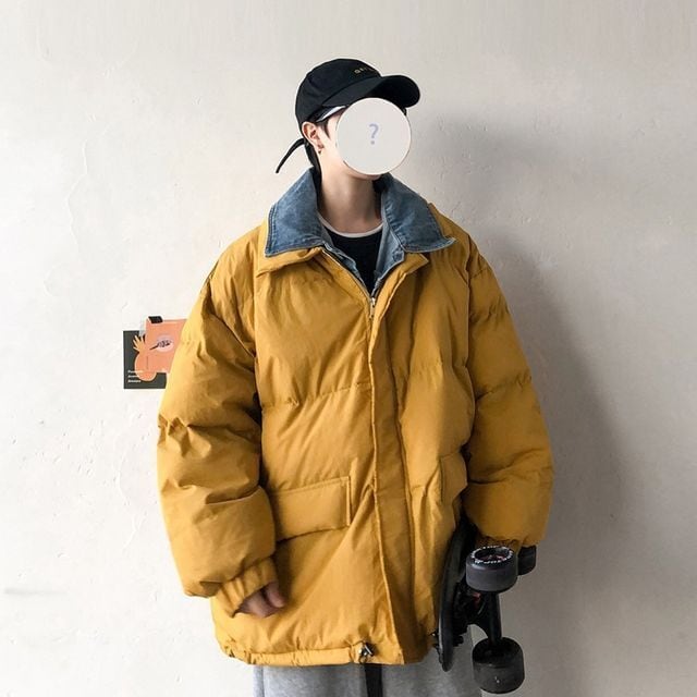 予約販売】ダウンジャケット 重ね着風 アウター デニム Gジャン