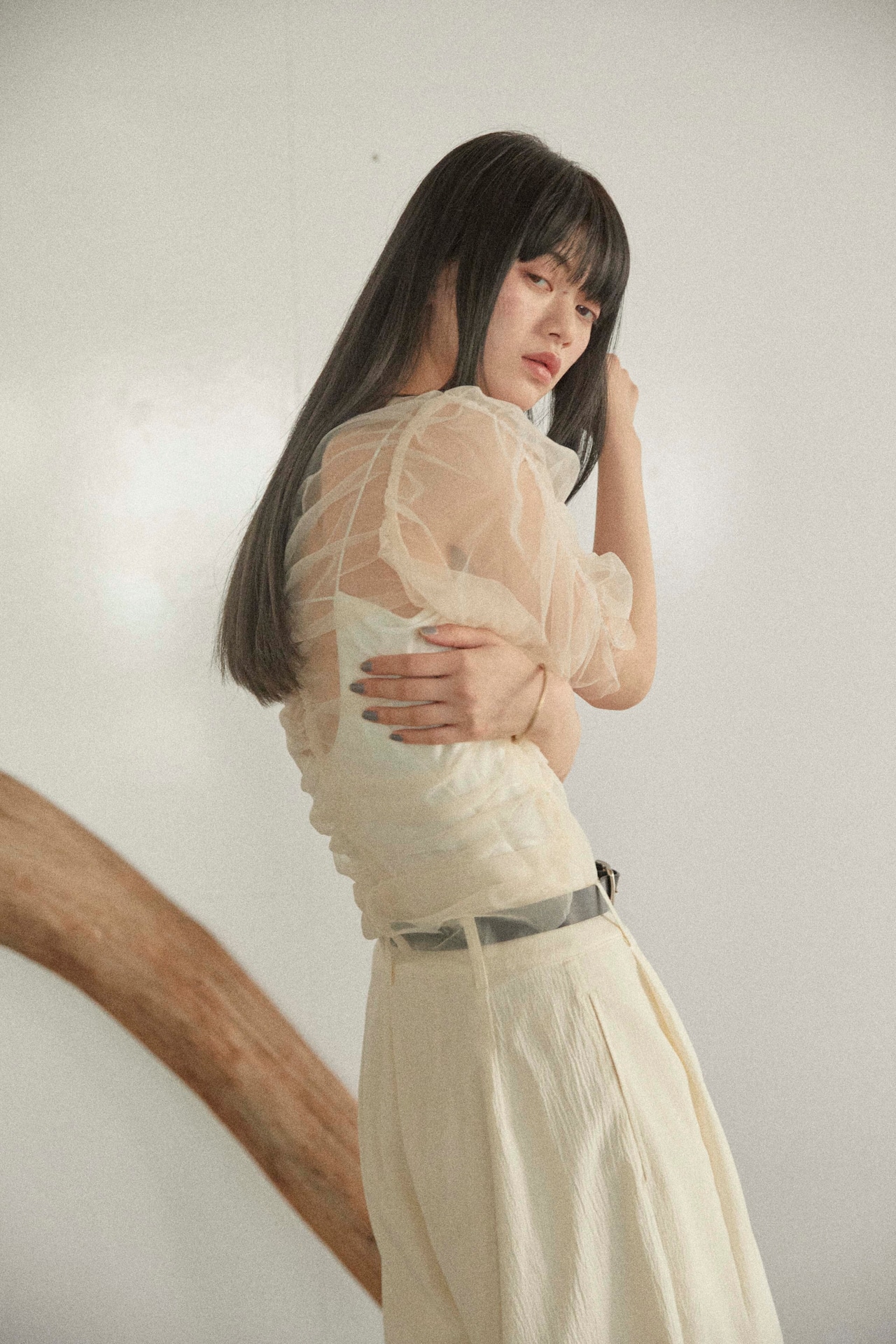 DU250519 shirring sheer tops【残り2点】