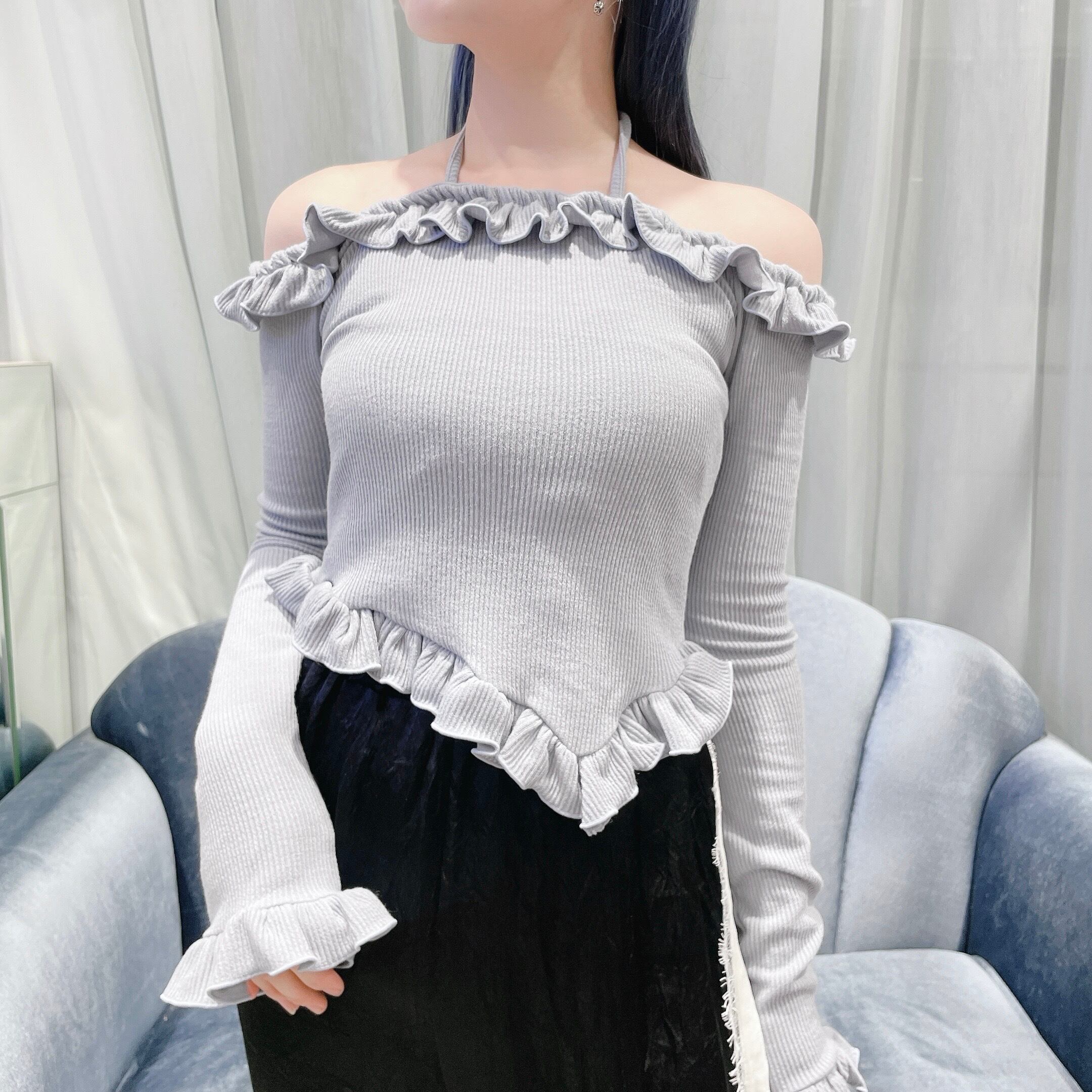 オフショルフリルトップス BLUE | lilLilly official webstore