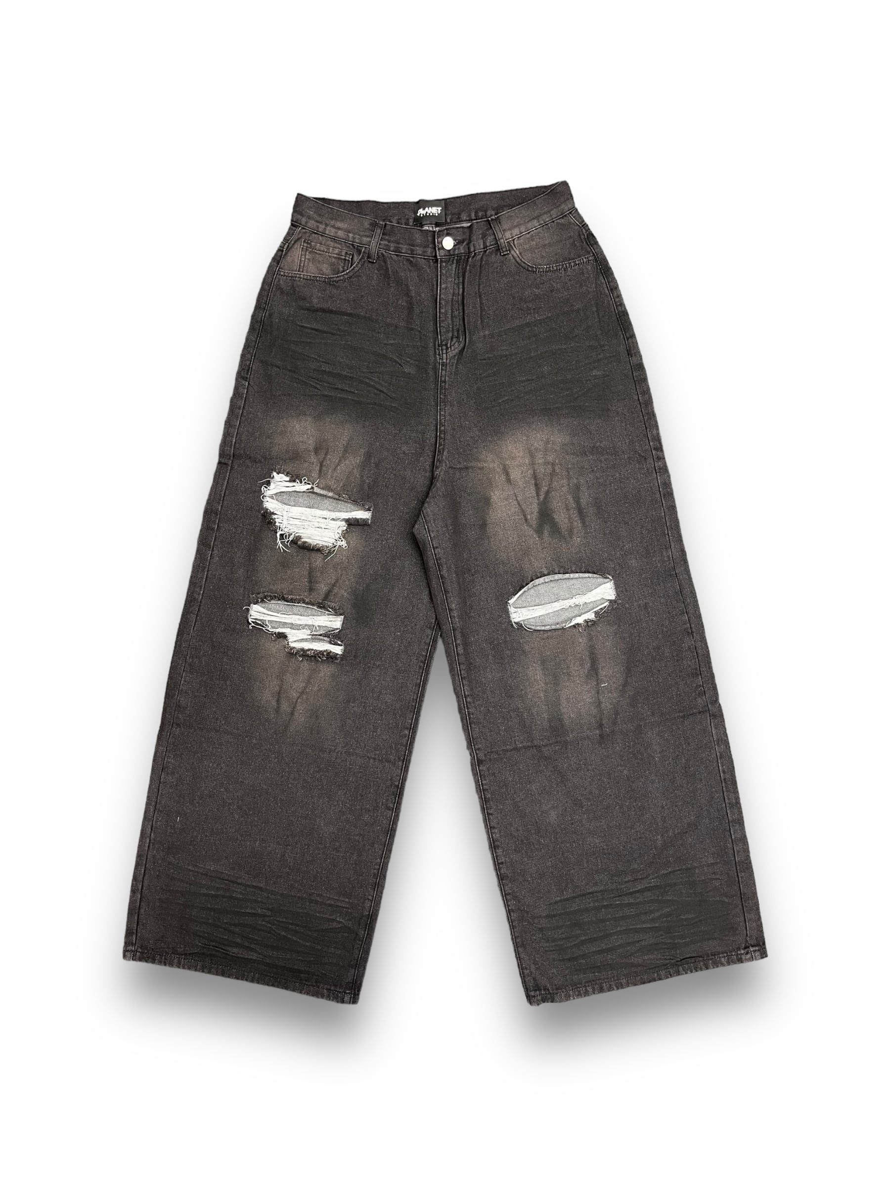 【PLANET STUDIO】damage wide denim pants