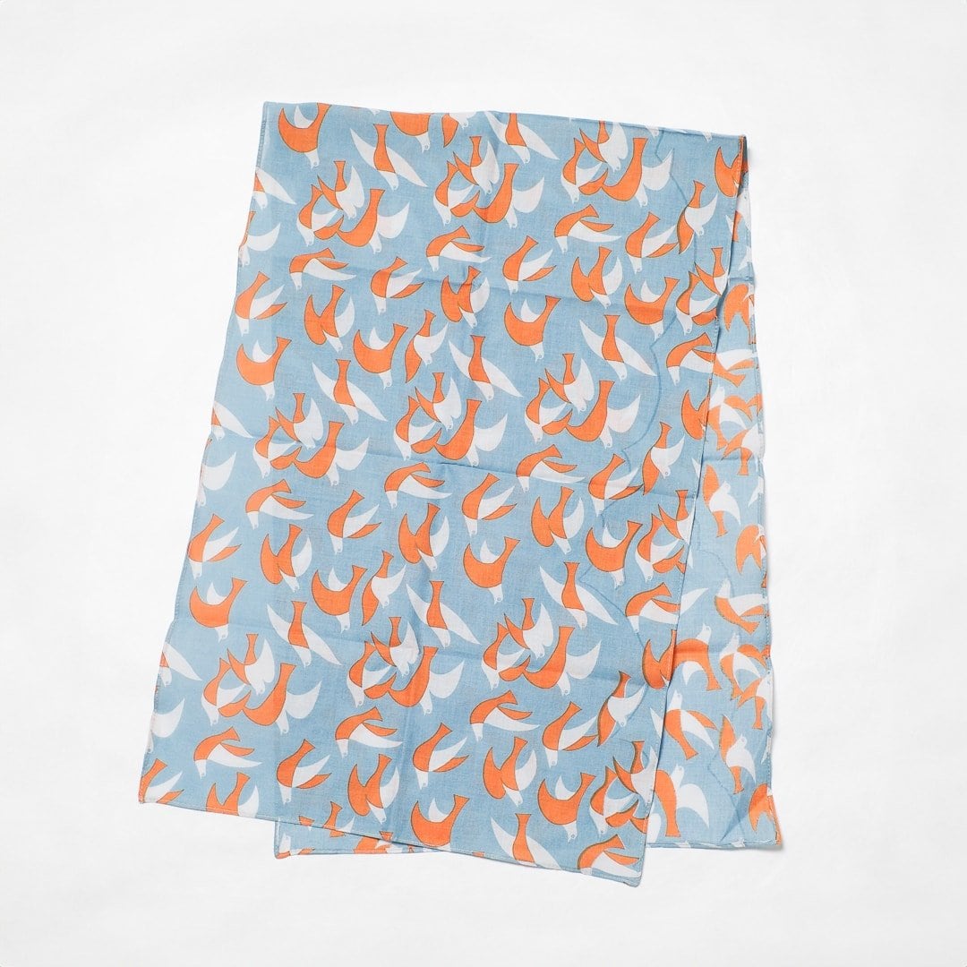 makumo / 手ぬぐい【鳥 / 水色オレンジ】 | mujina shouten | 糸島の
