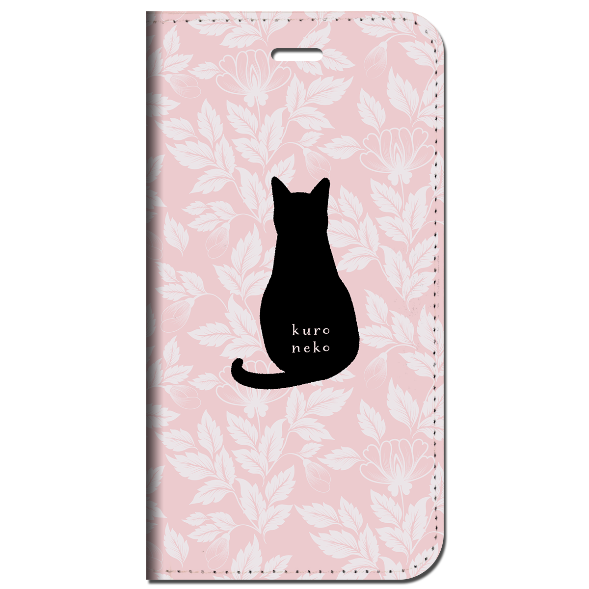 iPhone対応 スマホ 手帳型ケース クロネコ・ピンク 動物 キュート 【iPhone17 / iPhone16 / iPhone16e / iPhoneSE 他 iPhone各機種対応】 st52