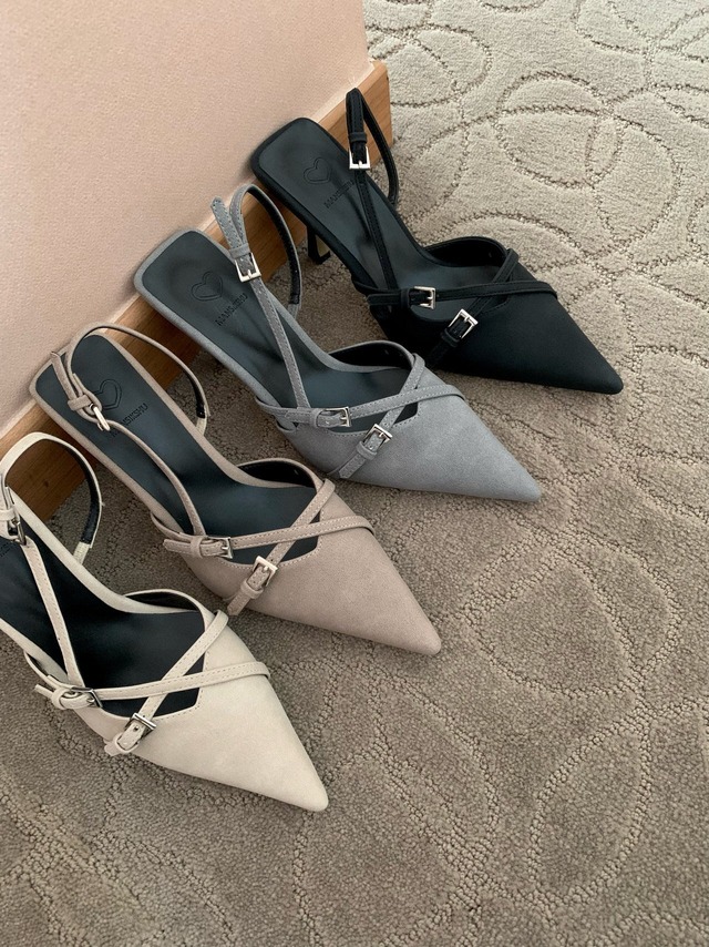 cross belt pointed mule / 4color