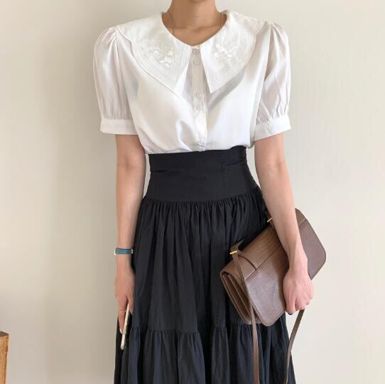 夏新作 レディース トップス シャツ スカート Aライン 上品 フレンチ風 ハイウェスト