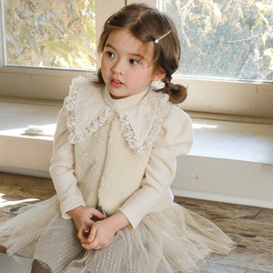 春レースカラーニットトップス2色