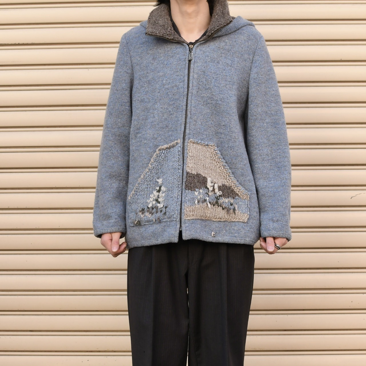 embroidery design wool zip up foodie