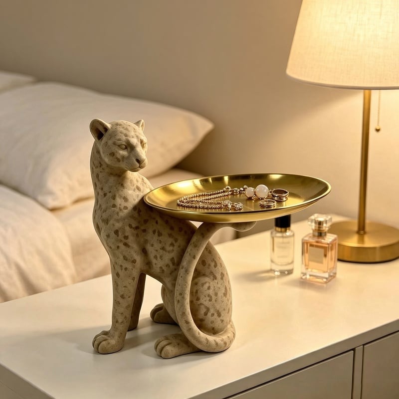 インテリアトレイ ヒョウ 豹 小物入れ おしゃれ かわいい 収納 インテリア 置物 オブジェ オーナメント 多用途 ジュエリー アクセサリー スタンド トレー 装飾 オーガナイザー 動物 アニマル ギフト プレゼント ドレッサー