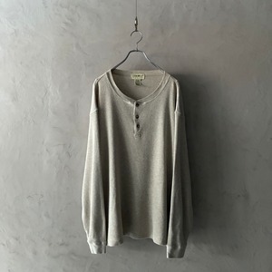 -Eddie Bauer- 90's waffle henley neck cut sew