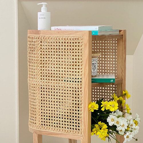 kane storage closet 2colors / ラタン 2段 収納 シェルフ 棚 サイド