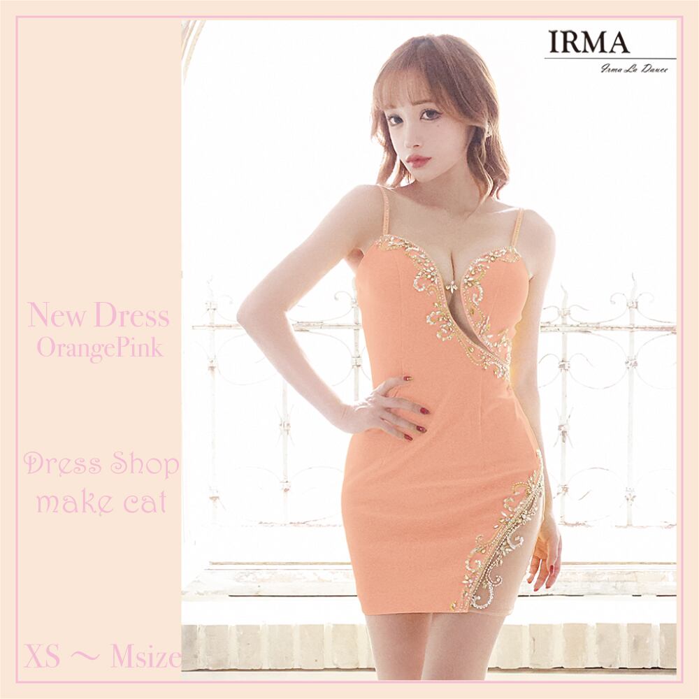 【IRMA JEAN MACLEAN】【即納】ワンカラー/カットアウト/刺繡/OP【31343】【税込】