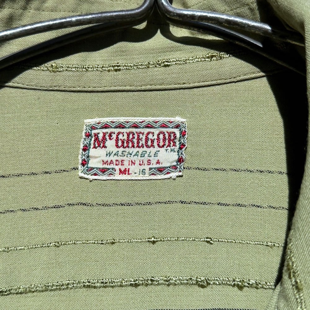 McGREGOR - Made In USA] Vintage Rayon Open Collar Shirt [1960s