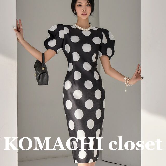 【送料無料】 ドット柄ワンピース パフスリーブワンピース 水玉 パーティードレス韓国 レディース オルチャン 黒 ブラック 膝丈 膝下 半袖 Uネック ラウンドネック スリム タイト 細身 かわいい 大人可愛い きれいめ シンプル カジュアル 上品 おしゃれ レトロ こなれ感 ラブリー キュート クール エレガント モダン 抜け感 フェミニン オトナ女子 大人女子 夏 休日 イベント リゾート 旅行 ショッピング カフェ デート モテ トレンド 流行インスタ映え 清楚 S M L XL