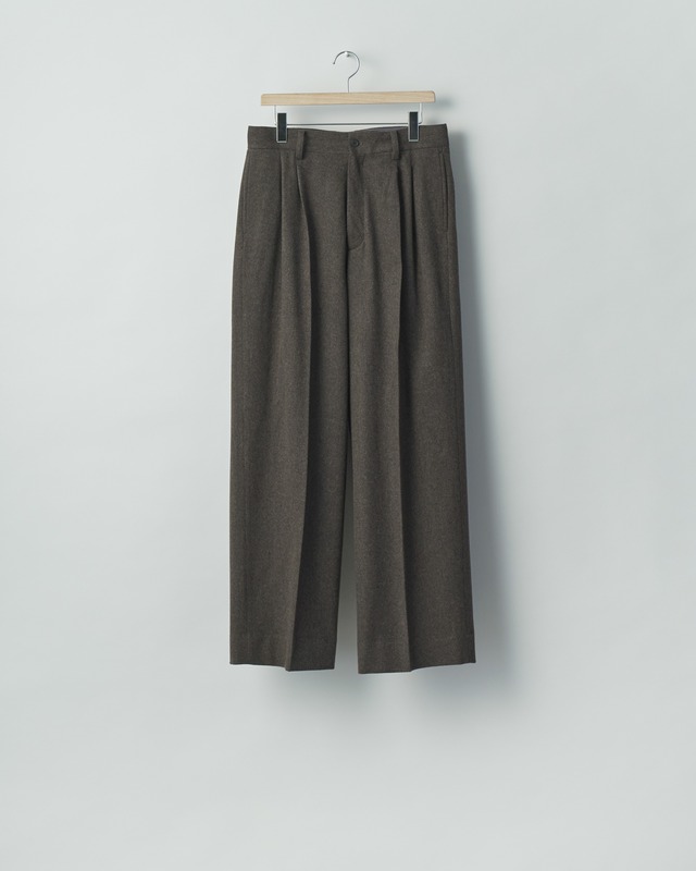 ssstein " WOOL DOESKIN LONG WIDE TROUSERS〔GREY BROWN〕"