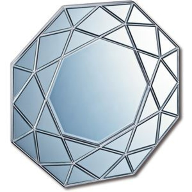 鏡 ミラー ダイヤモンドアートミラー 80cm×80cm アンティーク シルバー 掛け鏡 銀