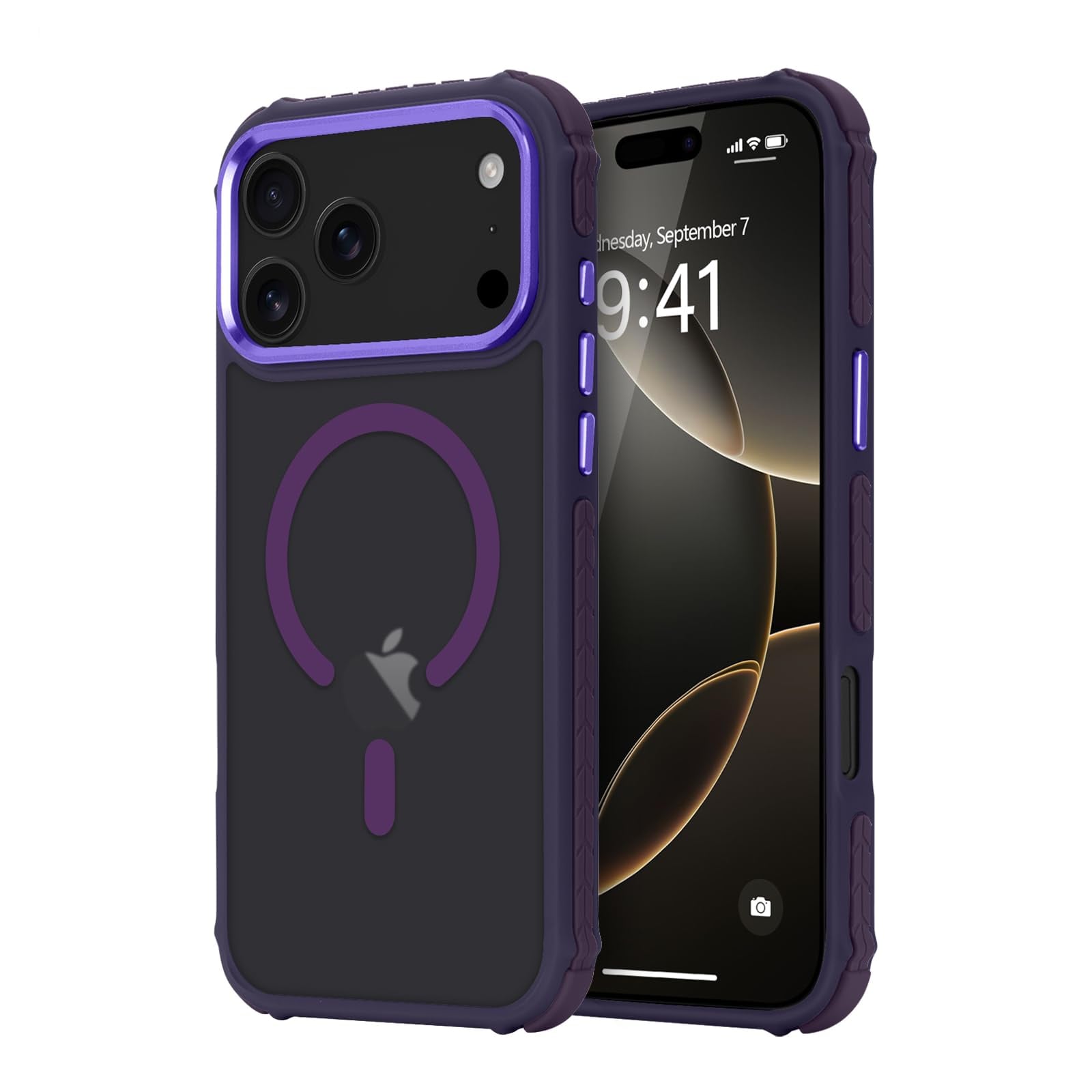 Lafunda iPhone 18 Pro Max/17 Pro Max 用 ケース MagSafe対応 半透明 マット 耐衝撃 滑り止め【パープル】