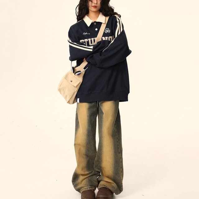 ロゴカレッジラインプルオーバー 3col   R01108