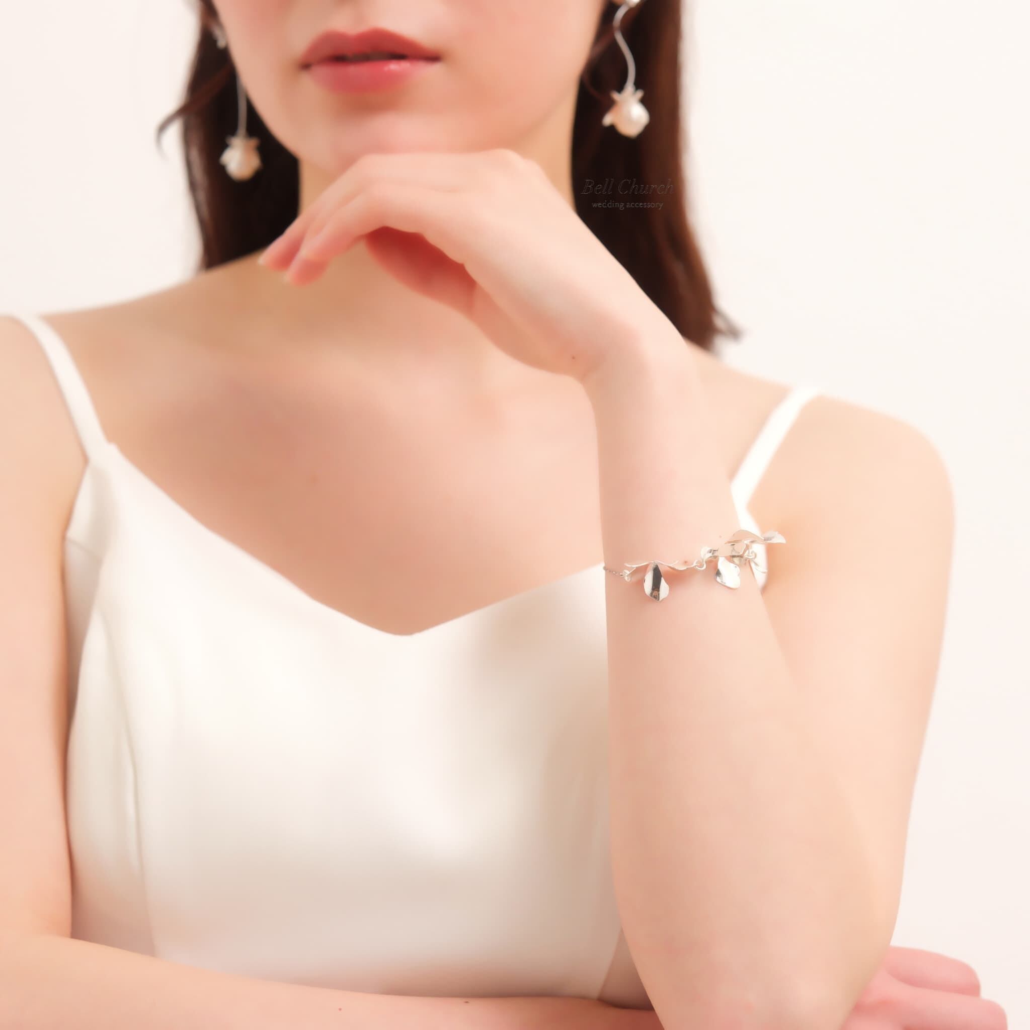 ウェディング ブレスレット｜ニッケルフリー フラワー リーフ メタル