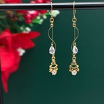 -Brilliant Tree- ジルコニア輝く小さなクリスマスツリーのウェーブピアス イヤリング イヤーカフ
