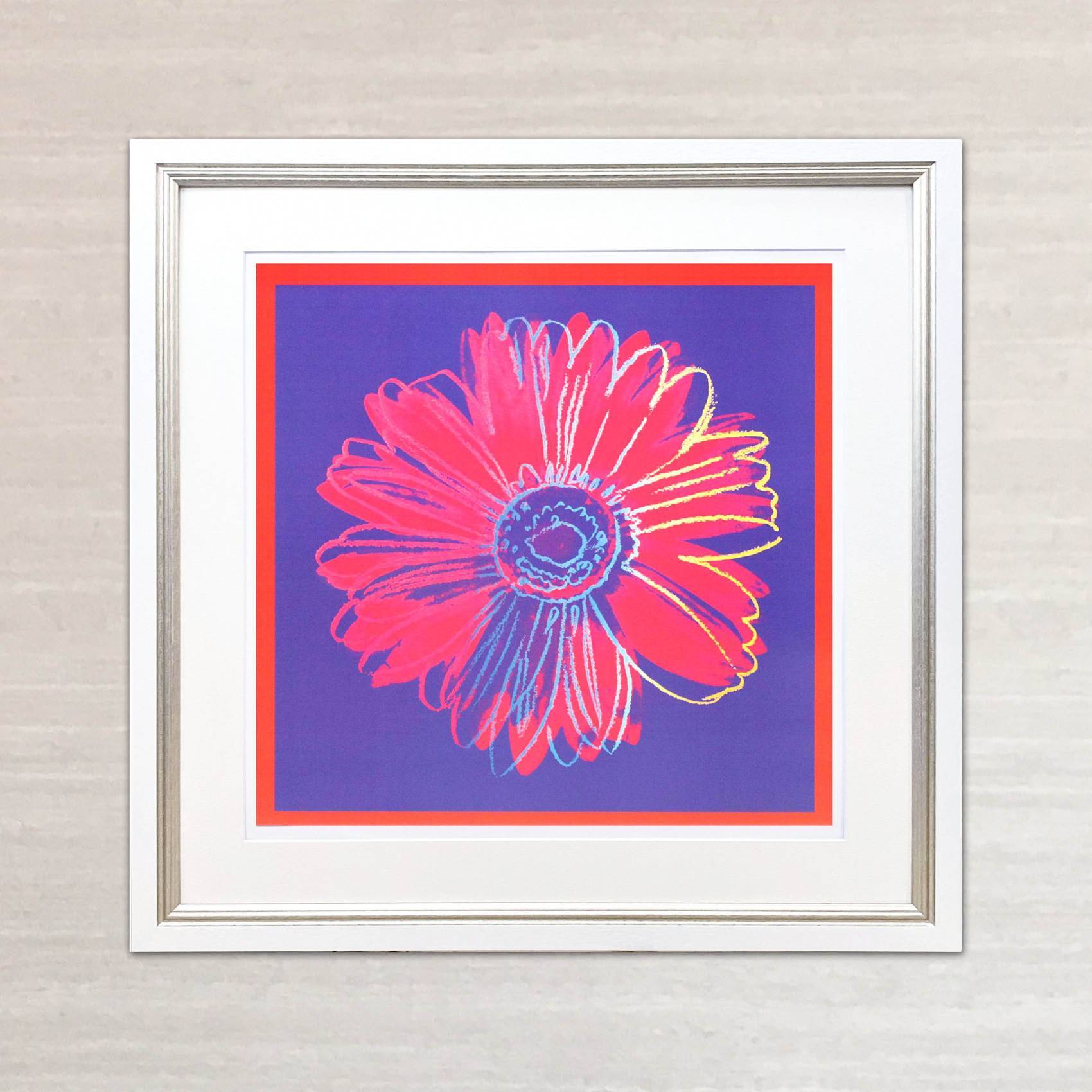 アンディ ウォーホル「デイジー(ブルー&レッド)Daisy,c 1982」展示用フック付大型サイズジークレ ポップアート 絵画 Andy Warhol