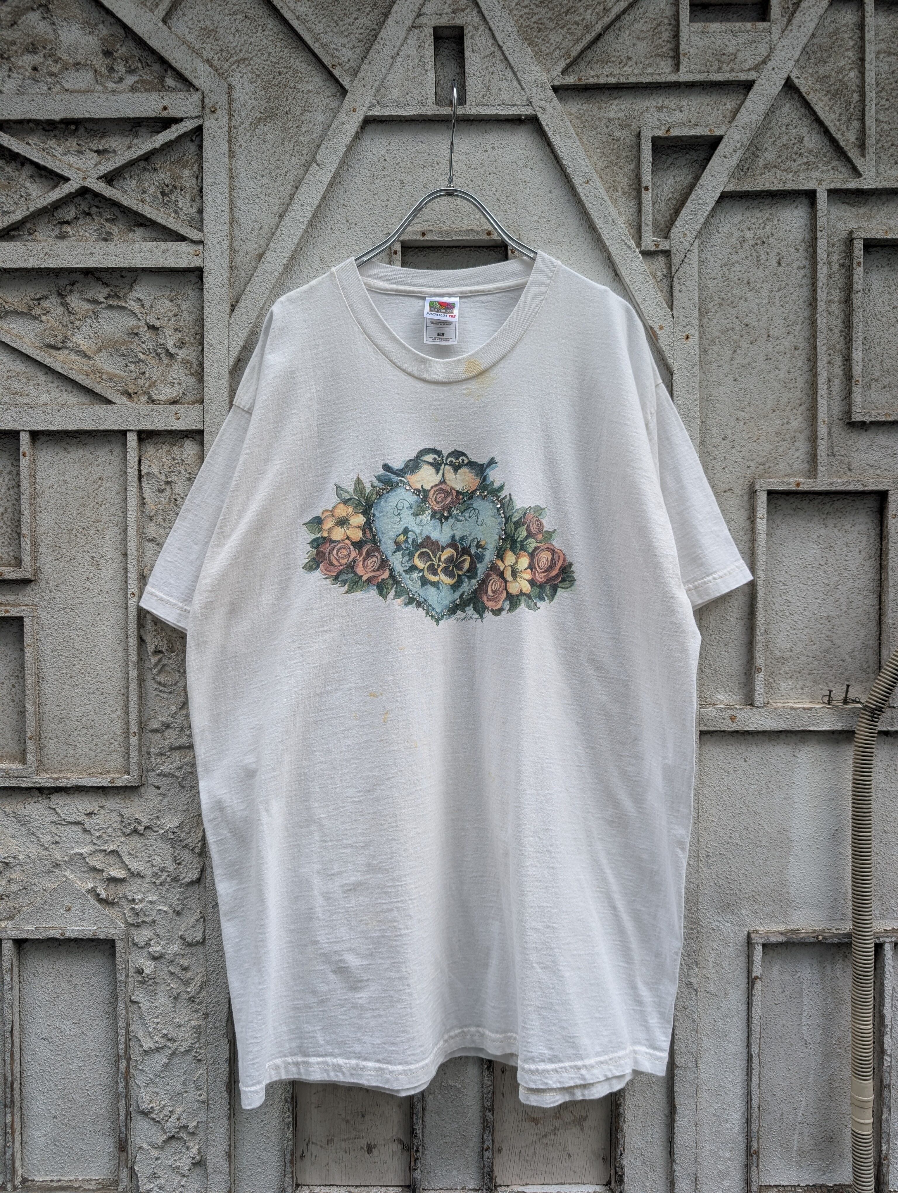 "深緑" REMAKE rhinestone tee