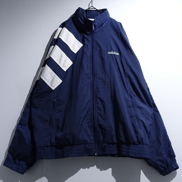 90s "adidas" Navy Logo Design Nylon Track Jacket