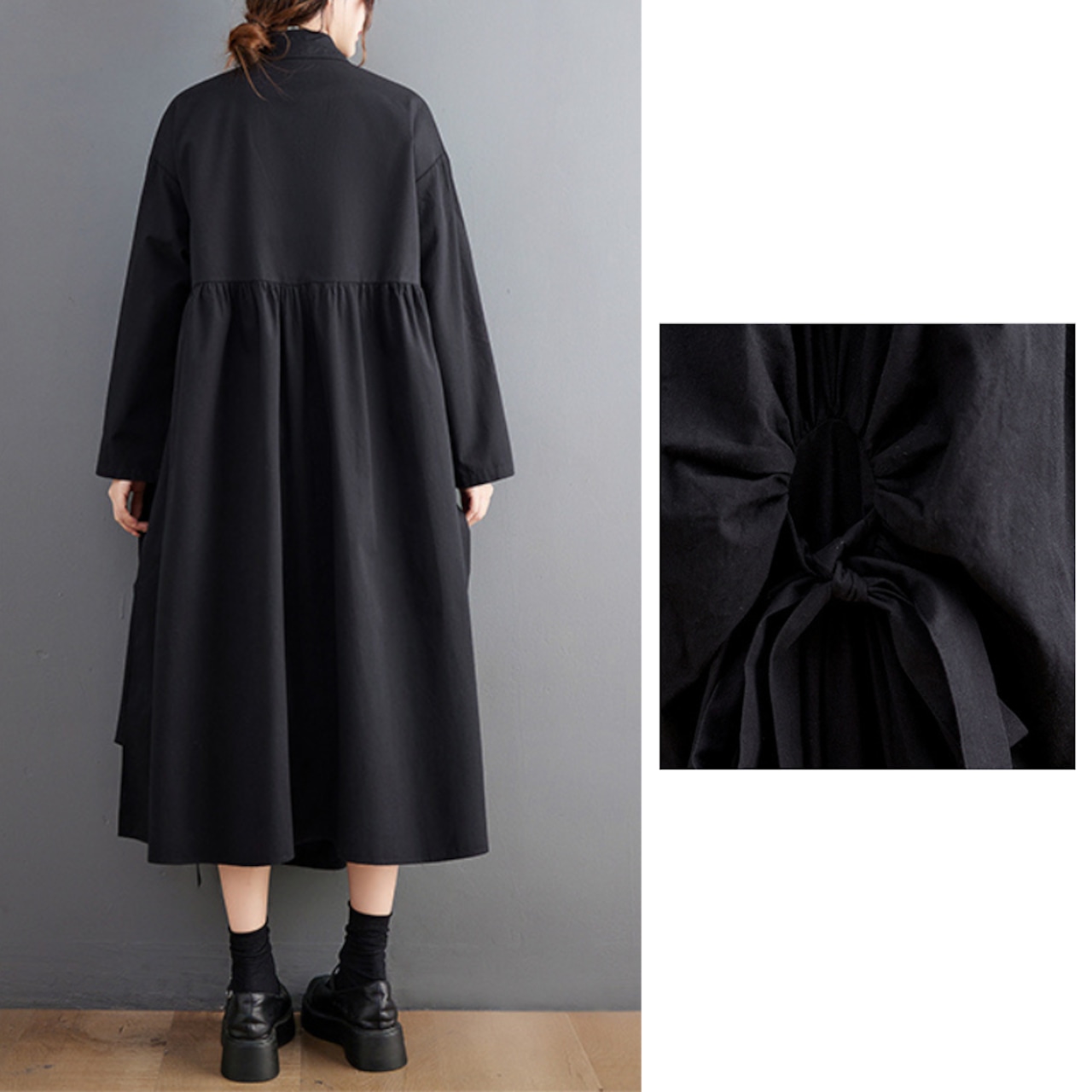 リボンデザイン シャツワンピース 00036