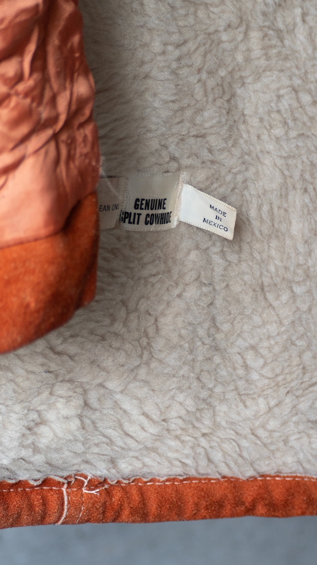 "MONTGOMERY WARD" '80s vintage Orange cowhide suede sherpa coat