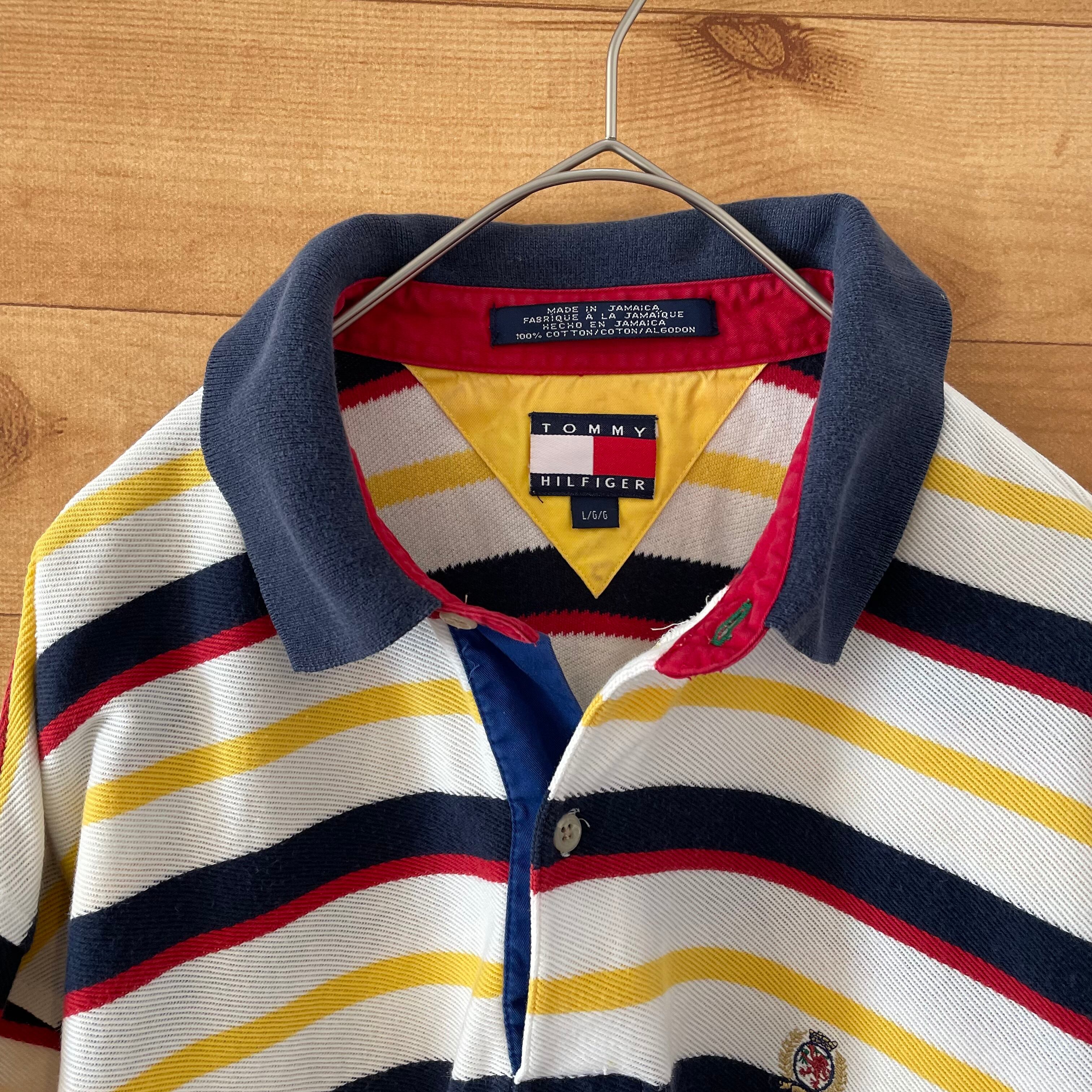 Tommy Hilfiger】90s ジャマイカ製 ポロシャツ ボーダー フラッグタグ