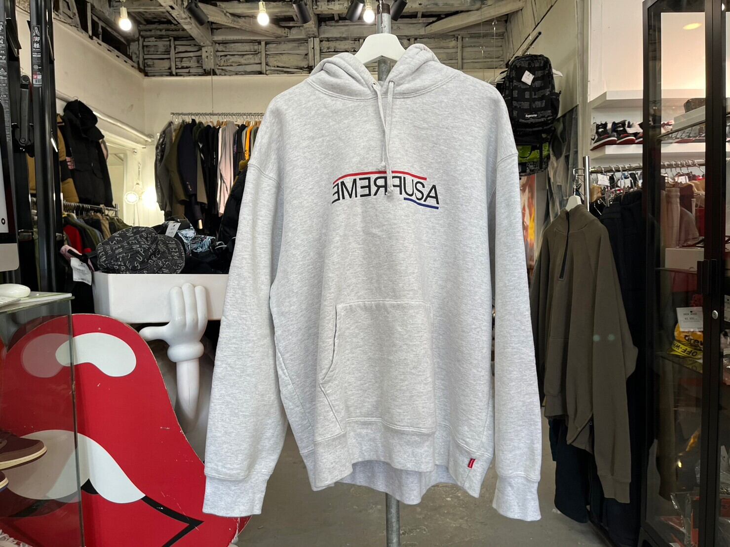 Supreme USA HOODED SWEATSHIRT ASH GREY XL 63458 | BRAND BUYERS OSAKA 