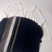 Y's ワイズ 切替 ストライプ デザイン 半袖 Tシャツ2/マルチ メンズ ヨウジ ヤマモト YD-B17-801